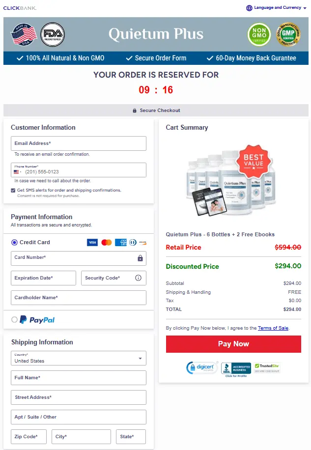 Quietum Plus Checkout Page